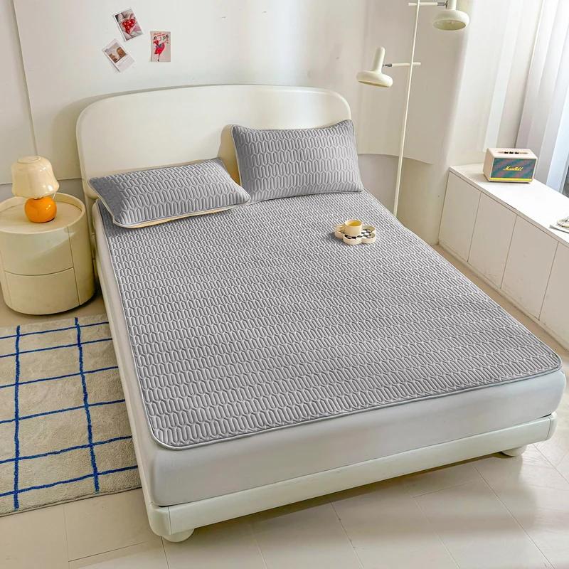 Latex Bed Sheets Bed Cover Washable Non-Slip Solid Covers Solid Color Mattress Topper Summer Bedspread For Bed Summer Dust Mat