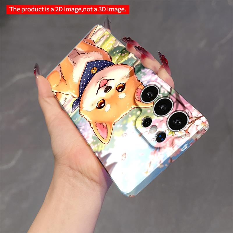 2DFlat Samsung phone case Cherry Blossom Shiba Inu with Bell Bandana Applicable to Galaxy S22 S23 S24 S25ULTRA S26 A12 A13 A14 A15 A16