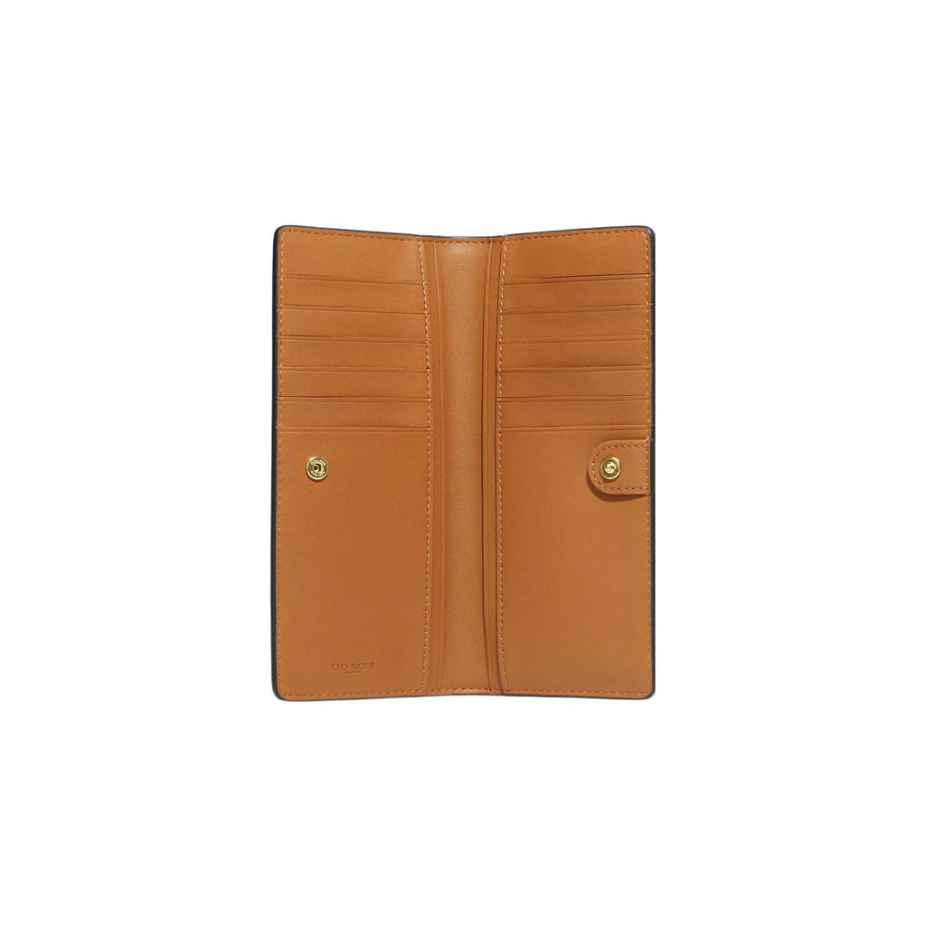 New COACH Slim Wallet Coated Canvas With Smooth Leather Card Holder, Wallet Women's Khaki CF331-IME7V