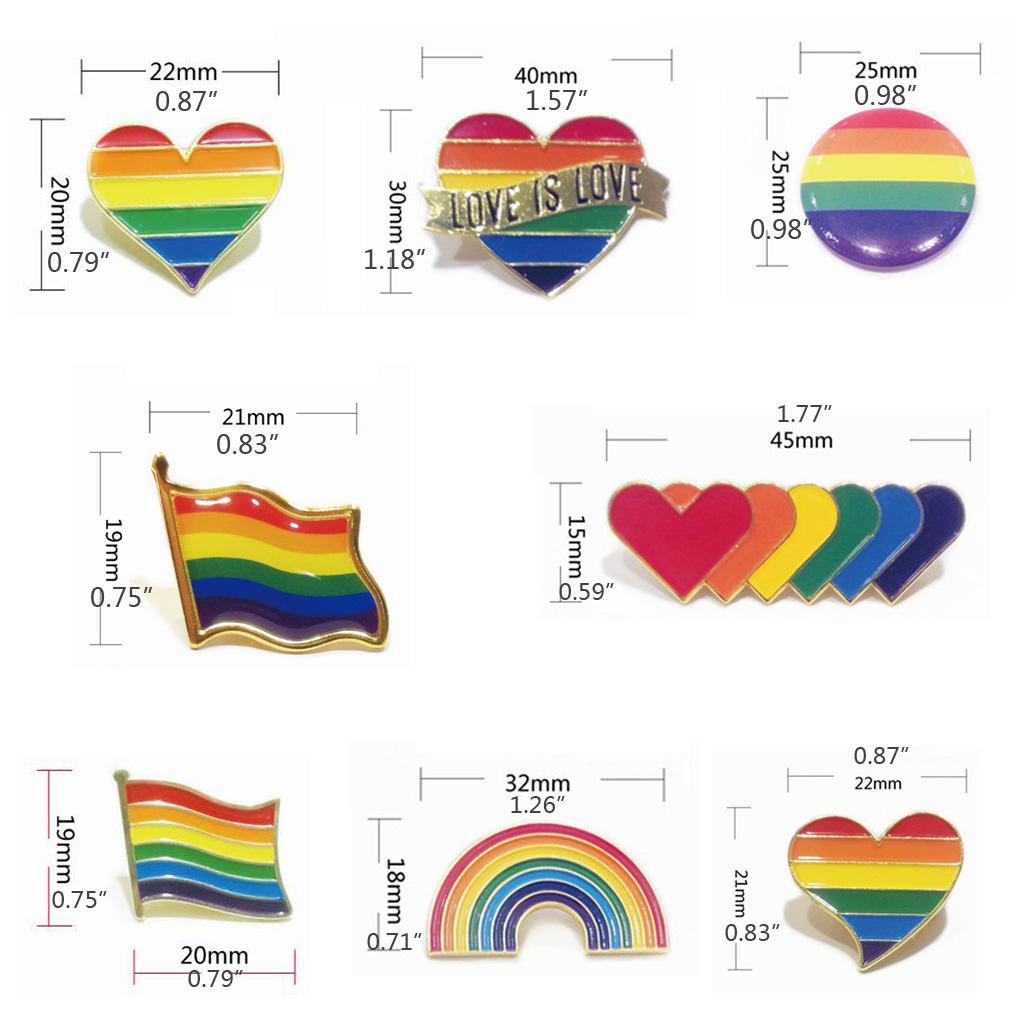 10PCS Love Pins Jewelry Sweet Valentine Gifts Rainbow Enamel Pins Metal Material