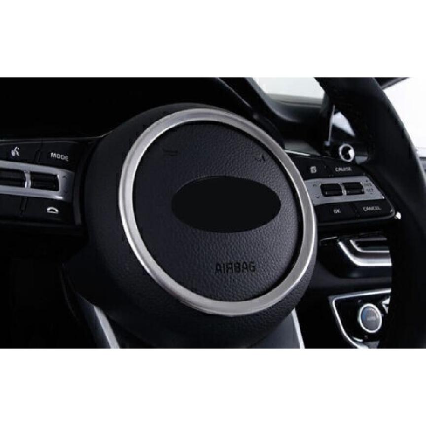 For Kia Seltos 21-22-23 Silver Steel Steering Wheel Horn Button Ring Trim 1pcs
