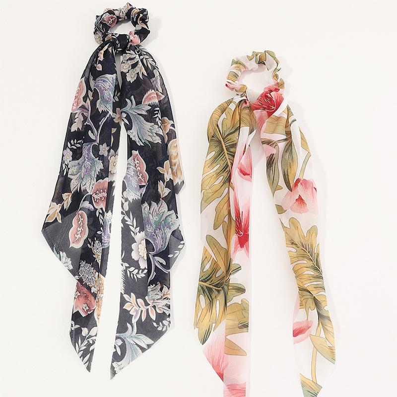 

JMXD-hair Accessories, Antique Disc Hair Rope, Streamer Fabric Printing Large Intestine Ring, Ponytail Cute Hair Band