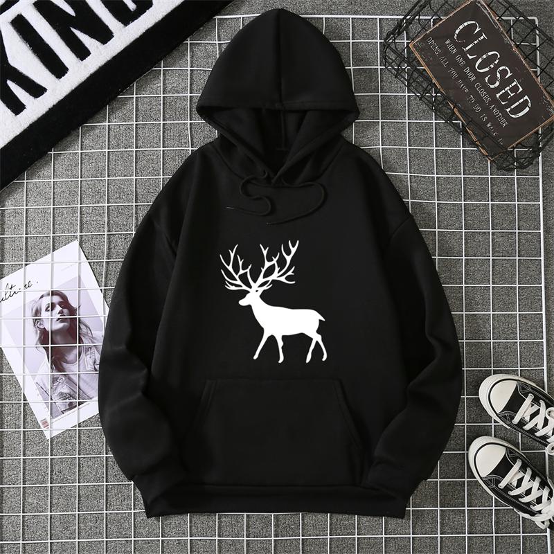 Warm Fleece Sweatshirt Nine-Color Deer Series Unisex Printed Sweatshirt Fleece Autumn And Winter Inner And Outer Wear