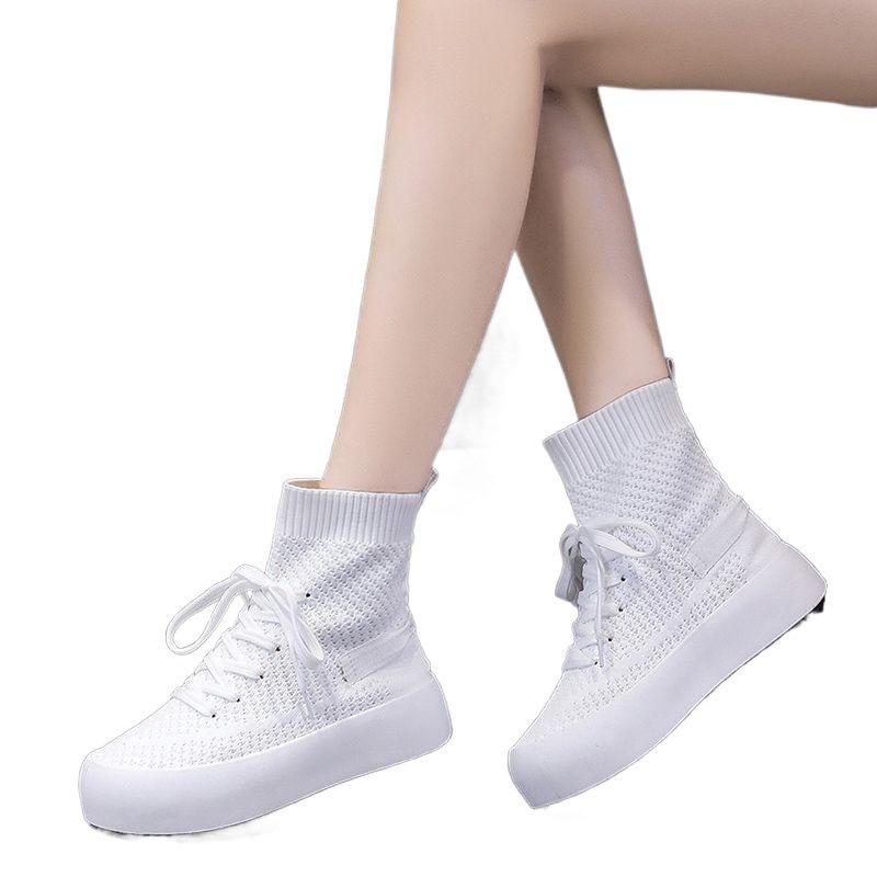 High-Top Socken Schuhe Damen Frühling dünn lässig Sport flachboden einpedal Sommer atmungsaktiv und dünn gestrickte Stiefel