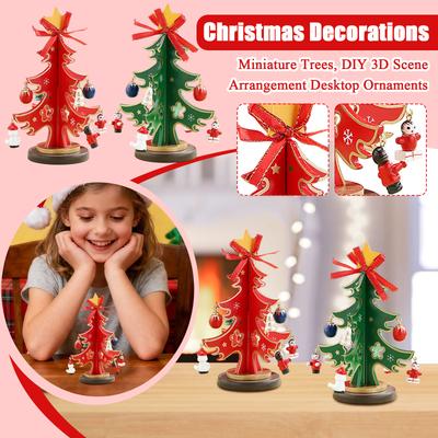 Christmas Decorations, Miniature Trees, DIY 3D Scene Arrangement, Desktop Ornaments
