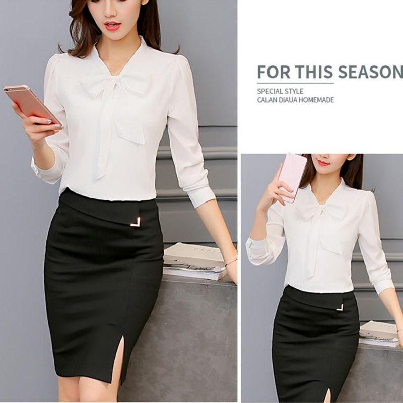 Blusar Skjortor i Chiffong för Damer Lång Kort Ärm Två Stilar Kontor Kvinnors Skjortor Flickor