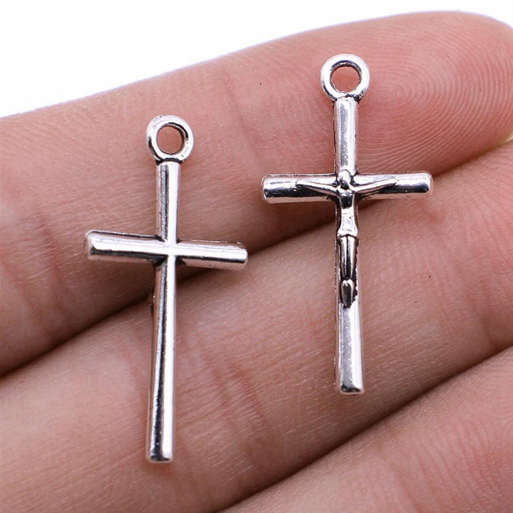 

Шарми Традиційні Підвіски Хрестики Вінтажні Матеріали для Ювелірних Виробів ZC034 A22-10pcs-28x14mm