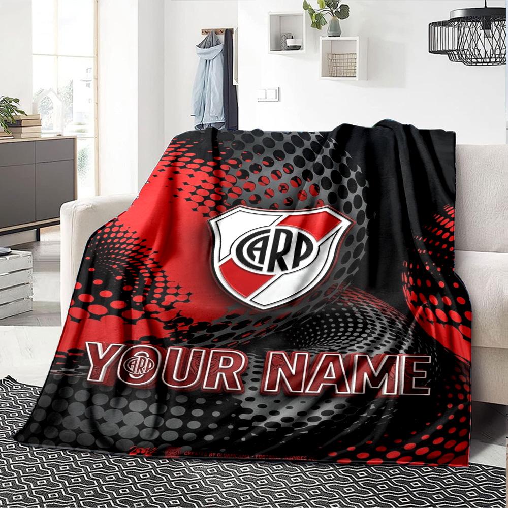 Name Custom River Plate Print Flannel Blanket High Quality Warm Comfortable Cover for All Seasons Perfect for Gifts Home Decor