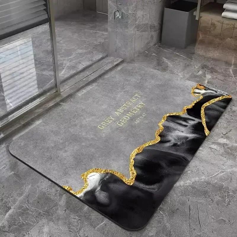 Diatomite Mat Super Absorbent Bathroom Mat Non-slip Bath Rug Shower Room Entrance Doormat Toilet Foot Mat Bathroom Carpet Decor