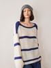 Women's Off-Shoulder Striped Cashmere Sweater - 2026 Autumn/Winter Collection: Simple, Stylish, and Warm.