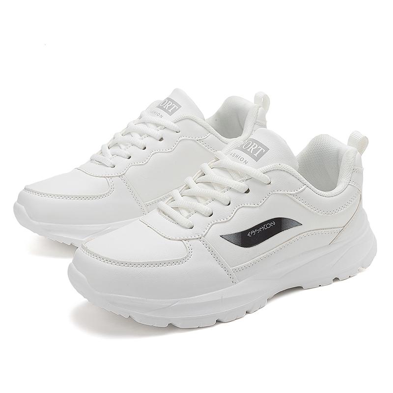 2025 Black Comfortable Lightweight Women's Casual Leather Sports Shoes Anti Slip Breathable Outdoor Lace Up Soft Sports Shoes