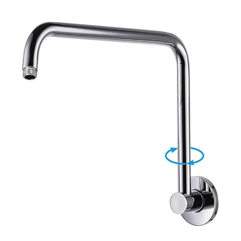 

360-Degree Rotation Shower Arm Rain Shower Head Extension Arm with Flange Adjustable Extension for Bathroom Standard