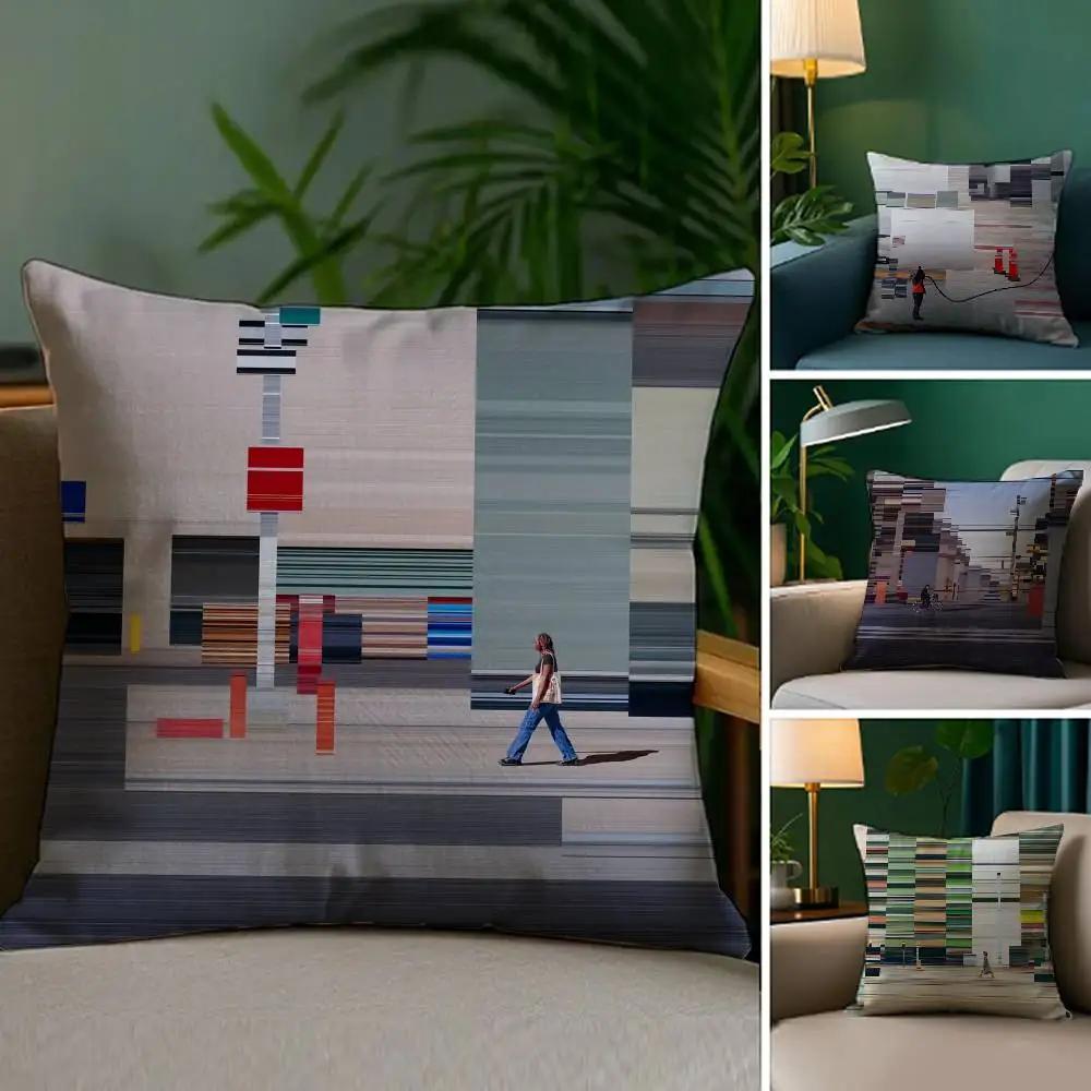Home Decor Abstract Urban Street Digital Print Pillowcase Pattern Cushion Cover Suitable for Sofa Bedroom Car Pillow Cover