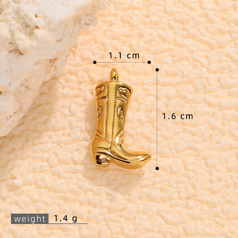 Western Cowboy Boot Stainless Steel Enamel Pendant - DIY Necklace & Bracelet Charm Jewelry.