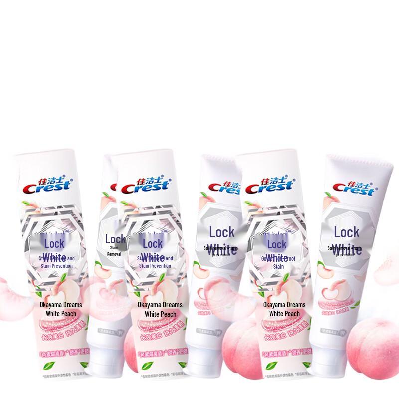 Crest Dual-Color Lock White Peach Toothpaste, 6-Pack