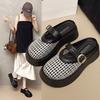 Thick-soled Mary Jane shoes leather woven bag head slippers women's summer wear with skirt sandals hollow hole pig cage shoes