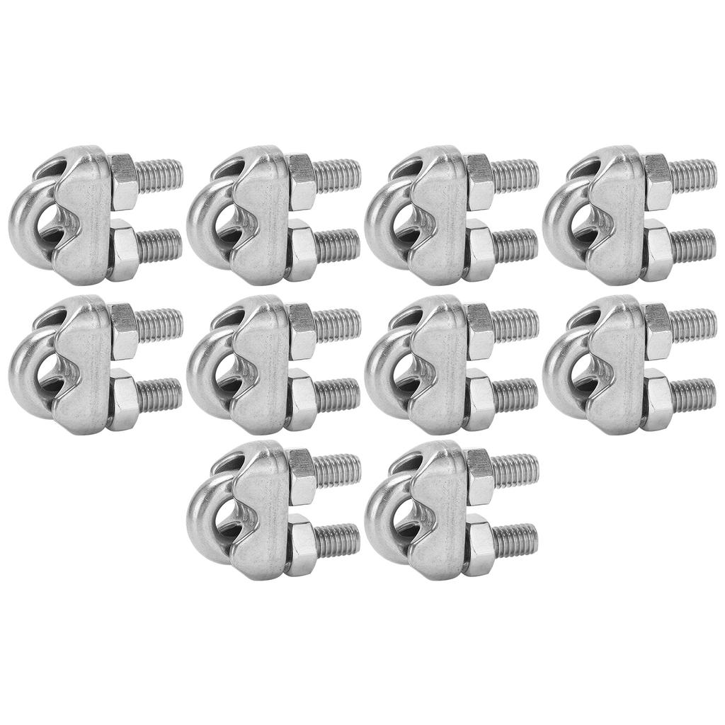 10pcs 1 4 Inch M6 Stainless Steel Wire Rope Cable Clip Clamp U Bolt Saddle Fastener