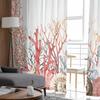 Summer Ocean Coral Seagrass Tulle Window Curtains for Bedroom Luxury Home Decor Drapes In Living Room Chiffon Panels