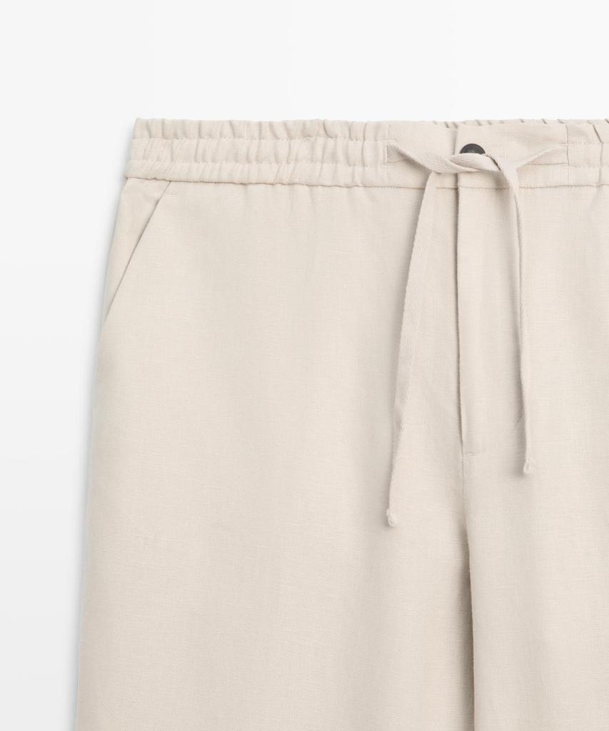 Masimodutti Total Look Waist Detail Linen Pants