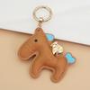 Women Leather Charms Bag Pendant KeyChain Cartoon Pony Rocking Horses Keyring Cute Animal Ornament Accessories