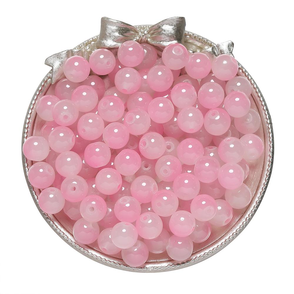 50pcs 8/10mm Double Color Jelly Result Round Glass Beads Loose Spacer Beads Pattern for Jewelry Making DIY Bracelet Necklace