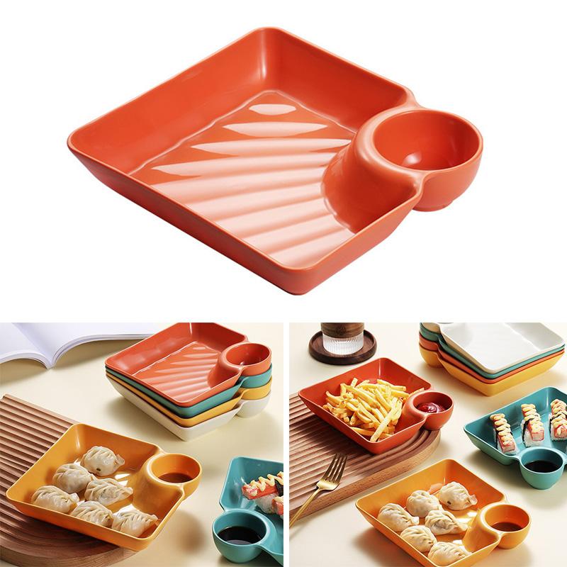 1Pcs Vinegar Dish Meal Sushi Dumplings Dish Square Pp Snack Plate Dumpling Tray