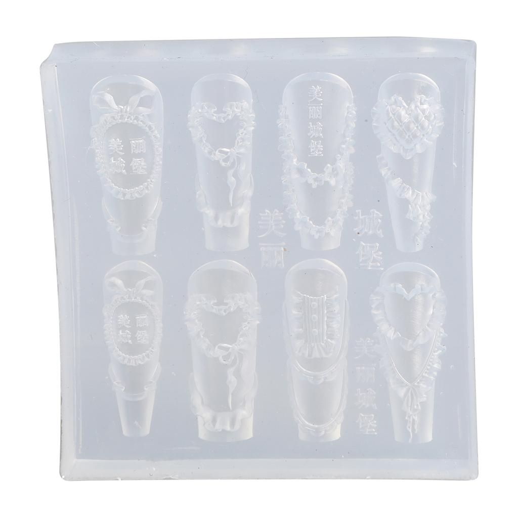 Food Grade Silicone Nail Art Mold With Carved Floral Design For Resin Crafts Easy Demolding DIY Accessories