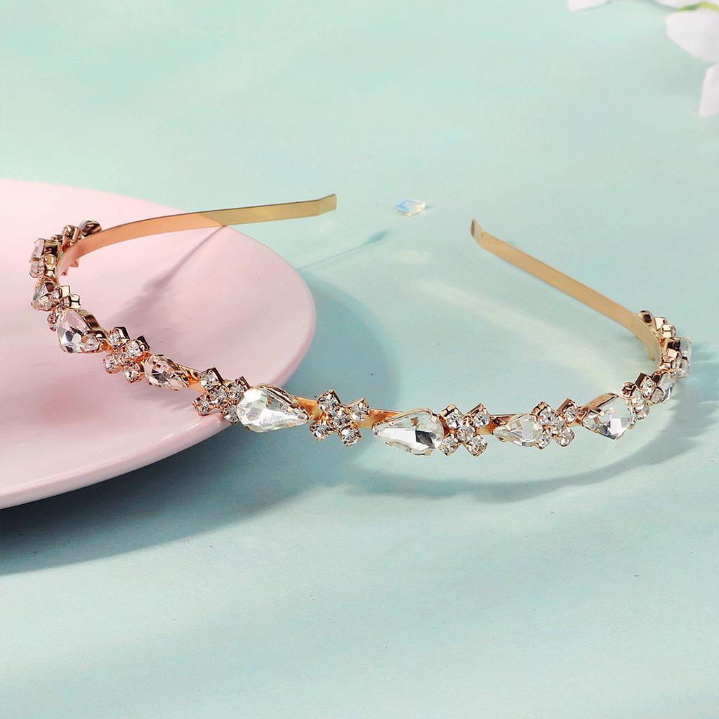 TS-J3407 Rhinestone Hair Band Alloy Claw Chain Embedded Crystal Thin Headband For Women