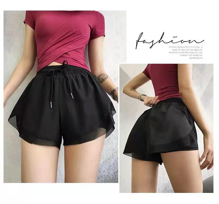 Women's Quick-Dry High Waist Running & Yoga Shorts - Loose, Two-in-One Design, Anti-Exposure.