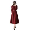 2026 Elegant French Woolen Dress: Chic Mid-Length, Waist-Cinching Design for Spring/Autumn.