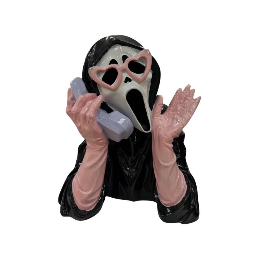 Pink Halloween Ghost Figurine Resin Glowing Ghost Ornament  Haunted House