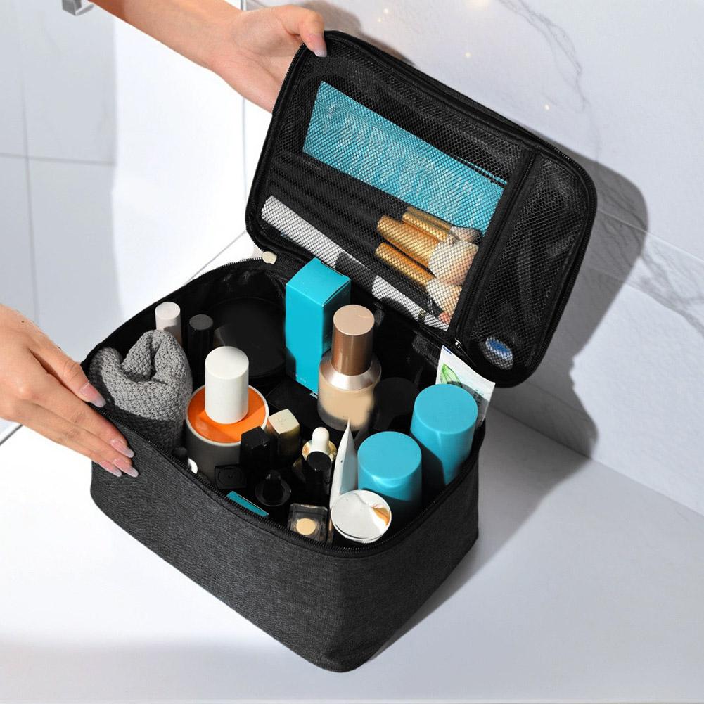 Large Capacity Makeup Bag Men's Business Travel Toiletry Bag Portable Handbag Oxford Cloth Storage Bag Square Cosmetics Bag