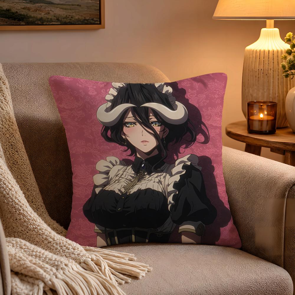 Hot Anime AAlbedo Cushion Cover Soft Plush Cushion Cover Double Print And Invisible Zipper For Sofa Home Car Use