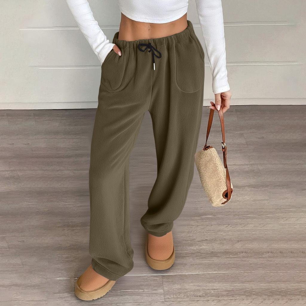 Women Pajama Pants Plush Sleep Pants Soft Elastic Waist Pajama Bottoms Color Pants With 2 Pockets