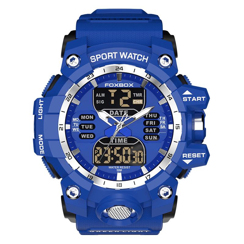Top FOXBOX Men's Military Watch Sports Chronograph Waterproof Quartz Clock Digital Men's Watch Relogio Masculino High Quality
