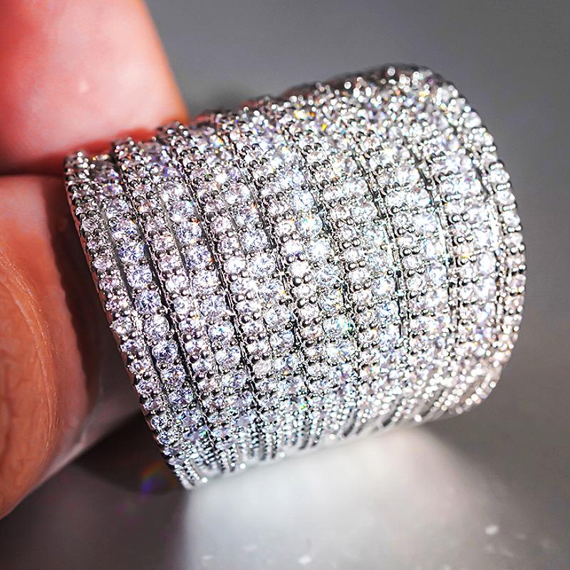 

Huitan Exquisite Wide Rings Female Wedding Party Accessories with Brilliant Cubic Zirconia Luxury Women Engagement Zircon Gift 6