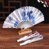 Retro Flower Printed Folding Fan Classical Dancing Fan Women Cheongsam Fan Portable Hand Held Fan Wedding Fan Decor Gifts