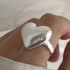 925 Sterling Silver Rings for Women Couple Minimalist Handmade Simple Wide Big Heart Ring Party Jewelry Gift Prevent Allergy