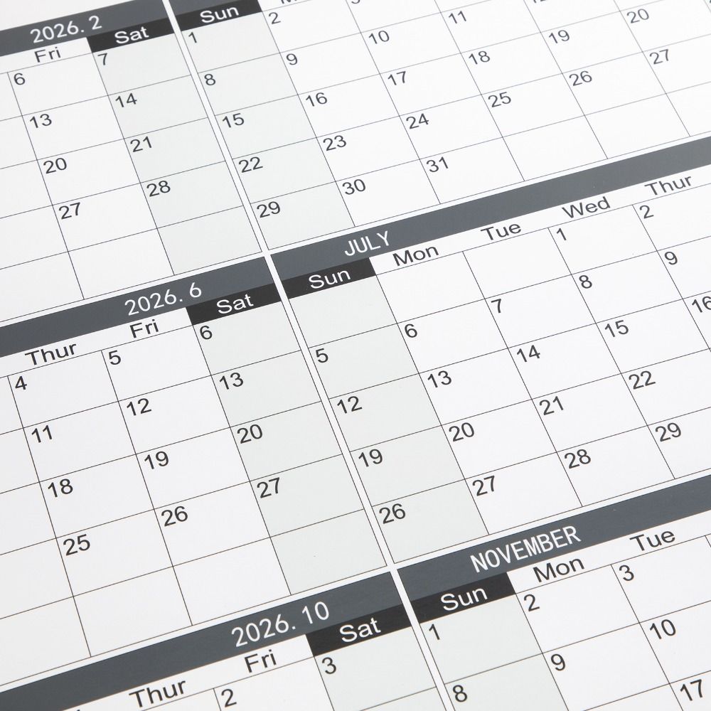 Colorful Large Size Calendar 42x100cm 12 Month Calendar Durable Monthly Planner Calendar  Home Use