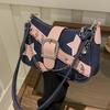 New Korean version underarm bag women's spring foreign style contrasting color shoulder bag casual personalized chain denim women's bag
