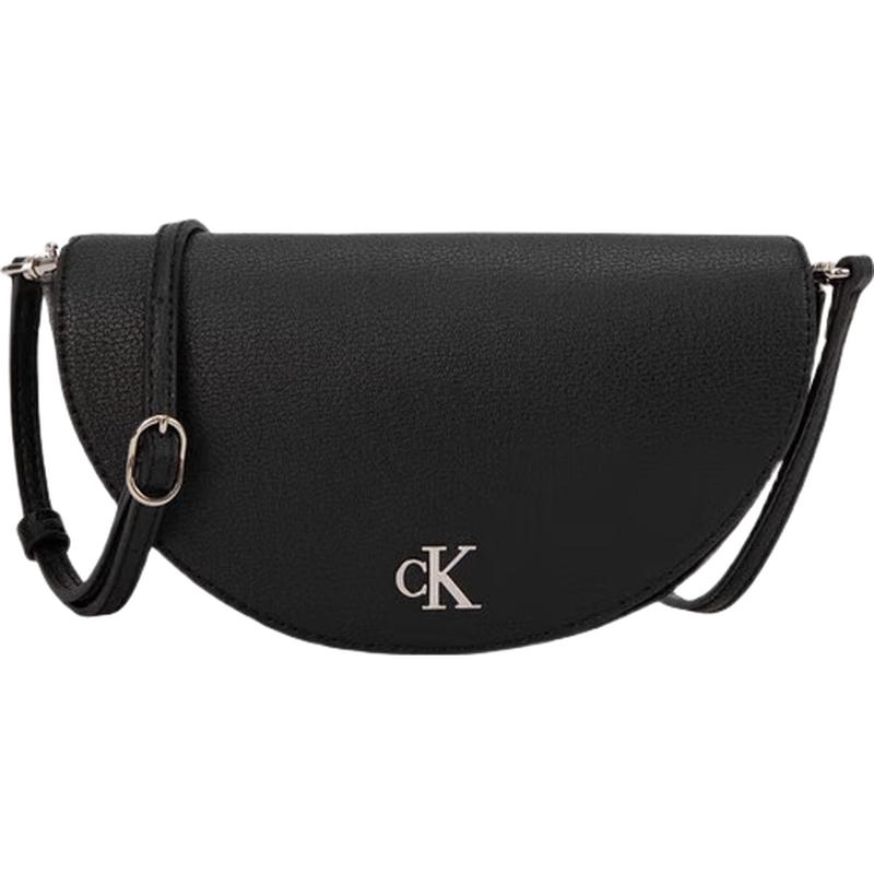 Calvin Klein Metallic Logo Flap Saddle Bag Medium