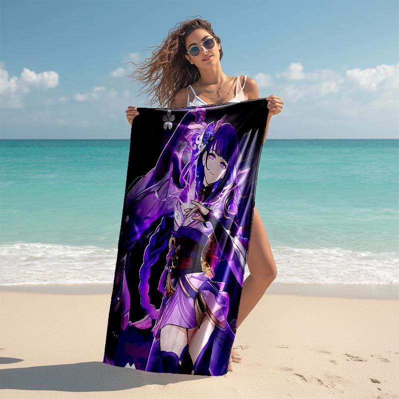 1pc Genshin Impact Beelzebul2 Beach Towel, Comfortable and Thick, and Swimming/Bath/Picnic/Camping Towel, Suitable for Seaside Beaches