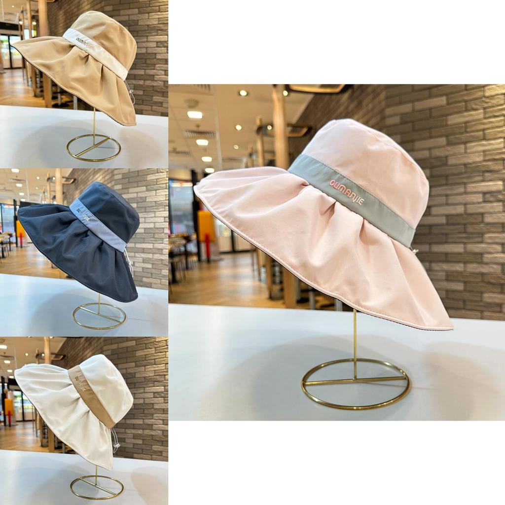 Women's Sun Protection Hat Spring Summer Uv Protection Wide Brim Bucket Hat Korean Style Cycling Face Cover Foldable Fisherman Hat