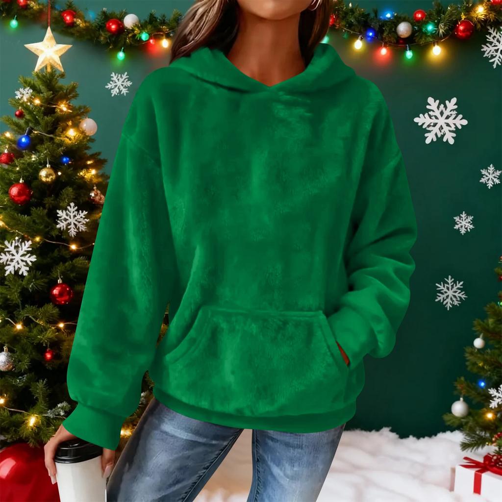 Women's Hooded Long Sleeve Printed Flannel Top Hooded Sweatshirt