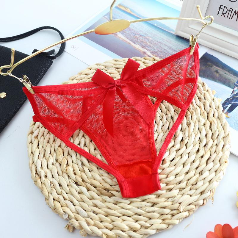 Women's Mesh Cutout Thong with Bow - Sexy and Revealing
