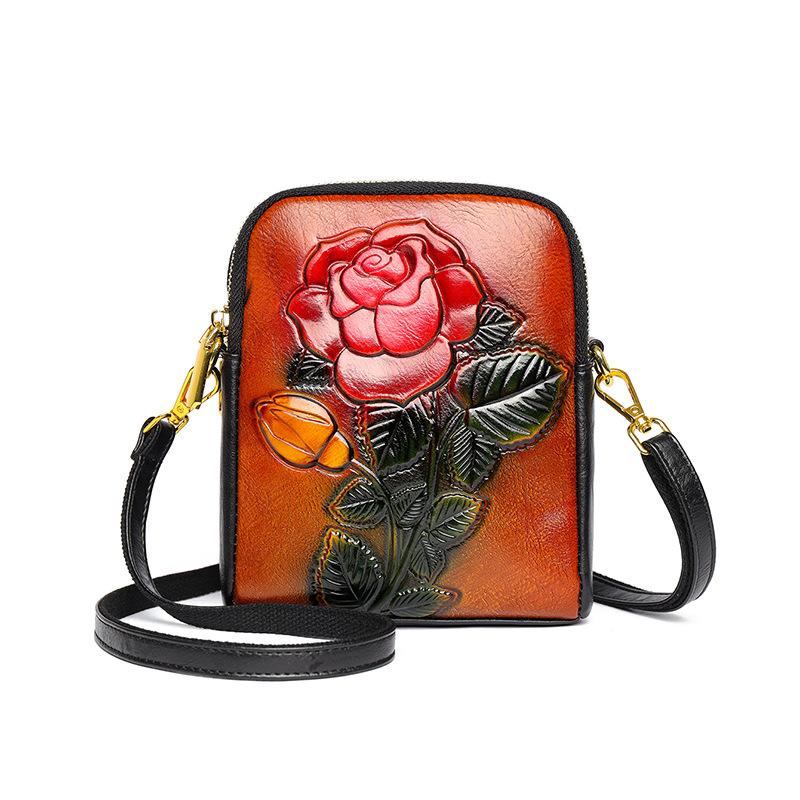 

Сумка через плечо в винтажном стиле с объемным принтом роз - Премиальная фактурная женская сумка через плечо, многофункциональная сумка-органайзер