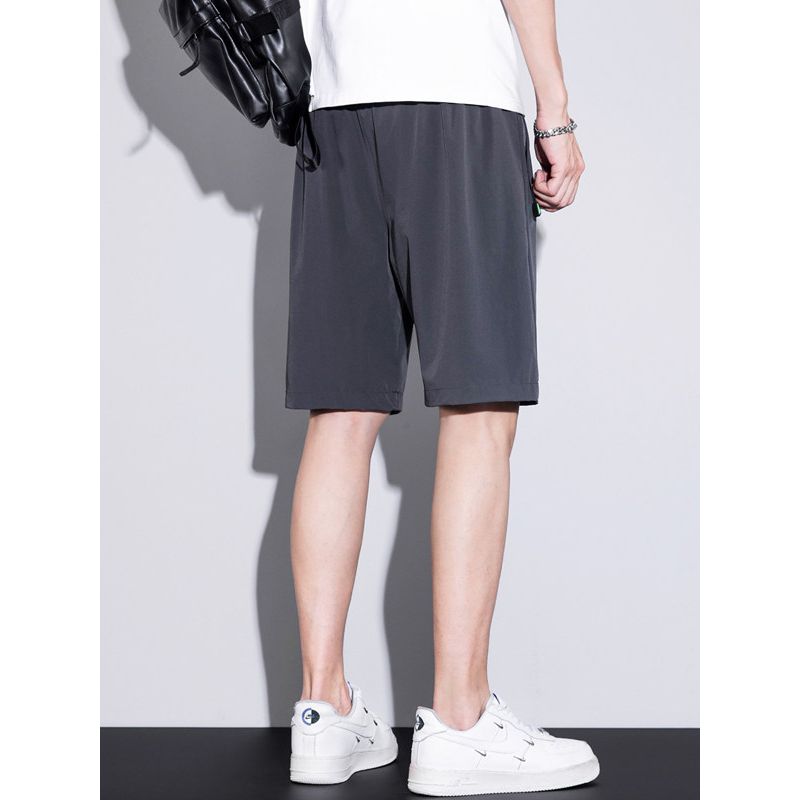 Fashionable Casual Quick-Dry Shorts for Men, Summer Elastic Waist Drawstring Trendy Versatile Sports Shorts