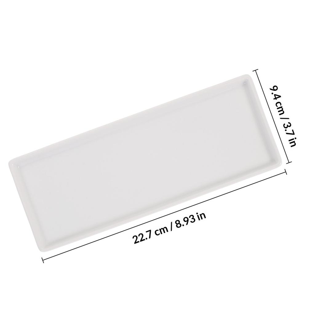 1Pcs Rectangular Tray Long Flat Ceramic Storage Tray for Bathroom Jewelry Organizer Smooth Elegant Home Decor Gift Large White