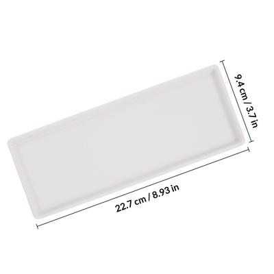 1Pcs Rectangular Tray Long Flat Ceramic Storage Tray for Bathroom Jewelry Organizer Smooth Elegant Home Decor Gift Large White