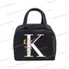1Pc Portable Lunch Bag Wildflower Alphabet ABCD..Cooler Ice Pack Lunch Box Insulation Package Insulated Thermal Unisex Lunch Bag